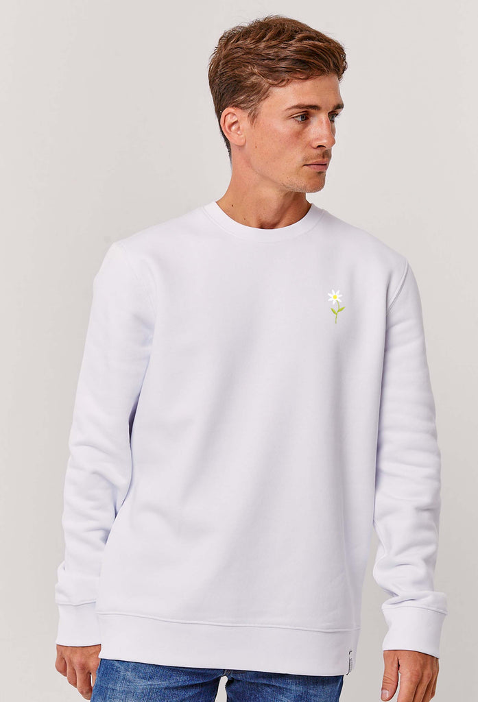 Daisy Flower Embroidered Organic Sustainable Sweatshirt Jumper Big Wild Thought
