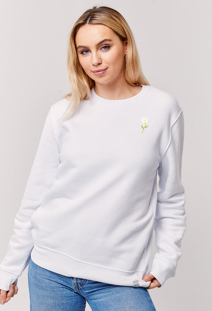Daisy Embroidered Organic Sustainable Sweatshirt Jumper Big Wild Thought