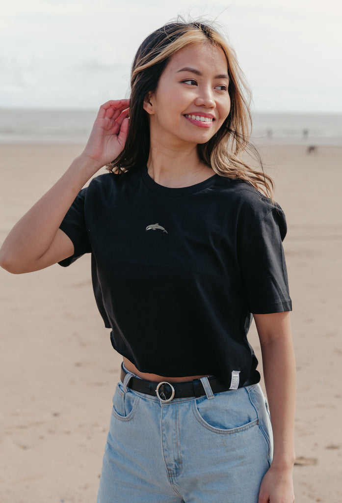 dolphin womens cropped t-shirt Big Wild Thought