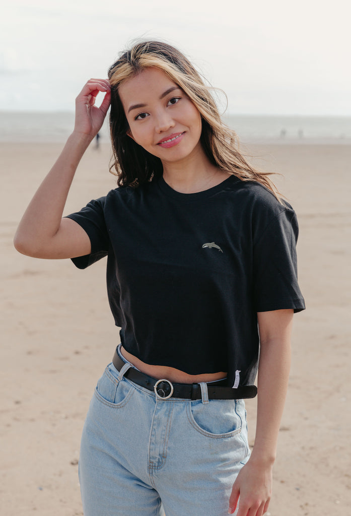 dolphin womens cropped t-shirt Big Wild Thought