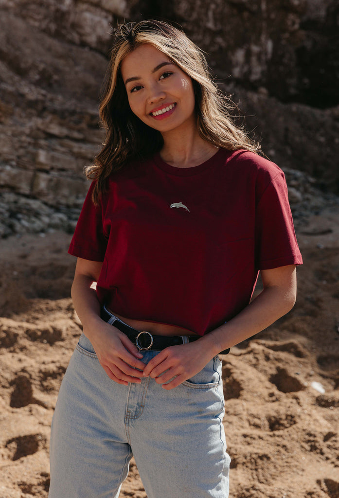 dolphin womens cropped t-shirt Big Wild Thought
