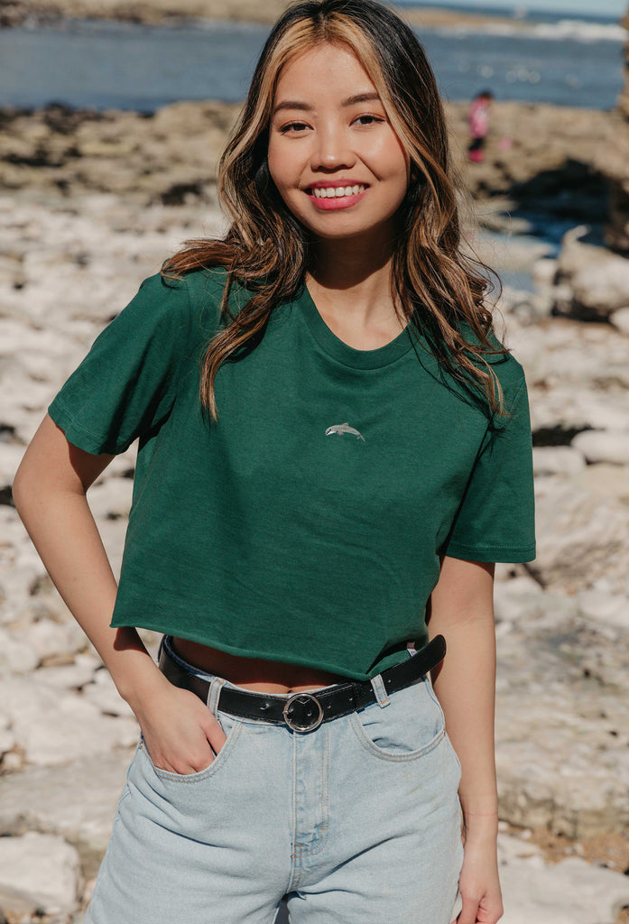 dolphin womens cropped t-shirt Big Wild Thought
