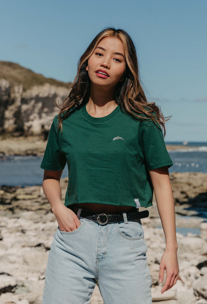 dolphin womens cropped t-shirt Big Wild Thought