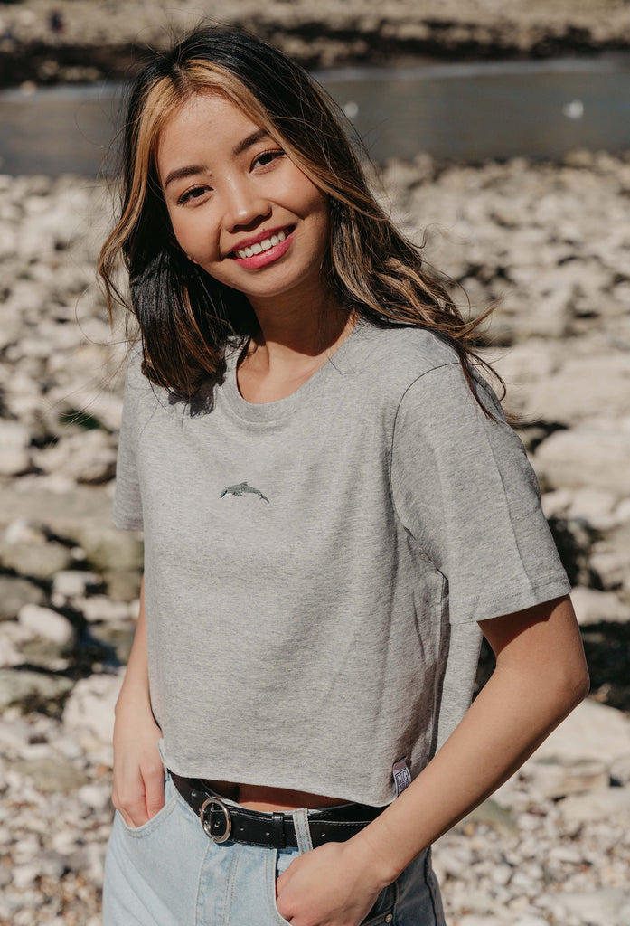 dolphin womens cropped t-shirt Big Wild Thought