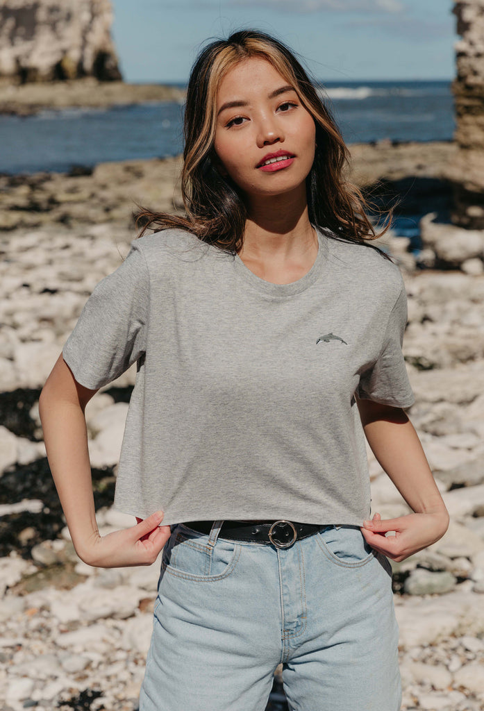 dolphin womens cropped t-shirt Big Wild Thought