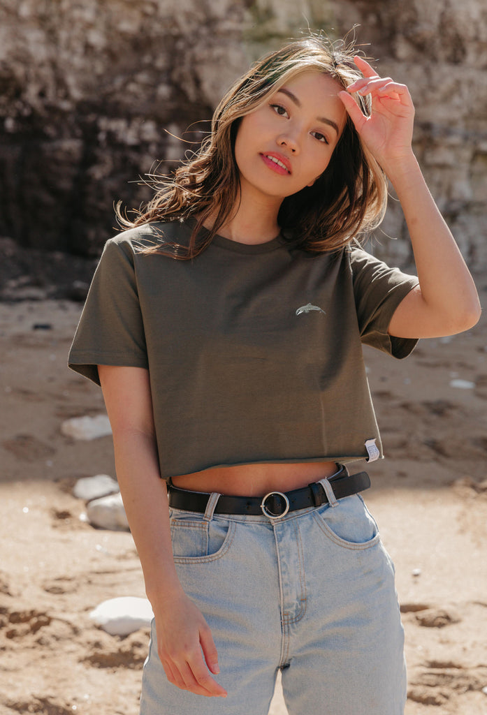 dolphin womens cropped t-shirt Big Wild Thought