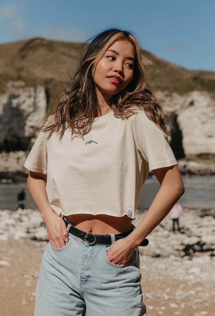 dolphin womens cropped t-shirt Big Wild Thought