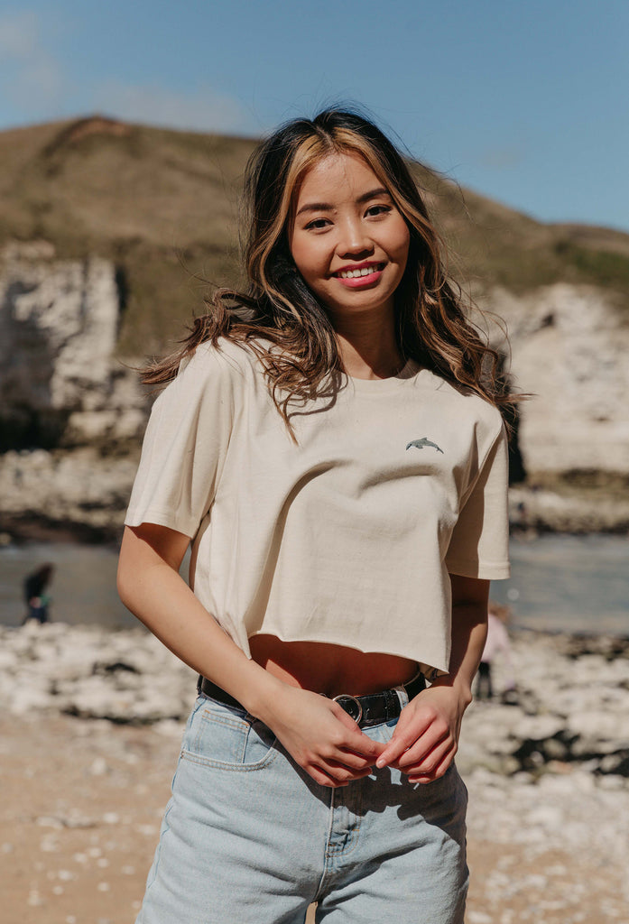 dolphin womens cropped t-shirt Big Wild Thought