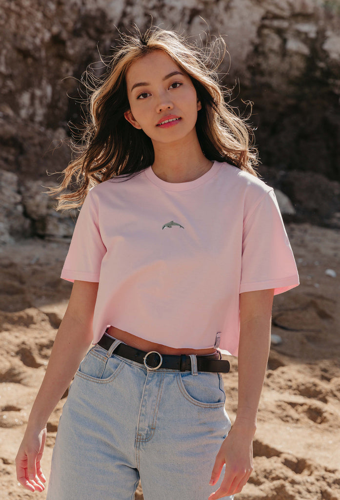 dolphin womens cropped t-shirt Big Wild Thought