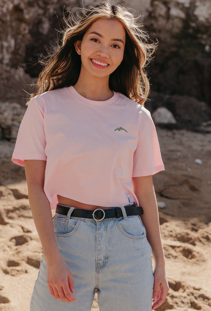 dolphin womens cropped t-shirt Big Wild Thought