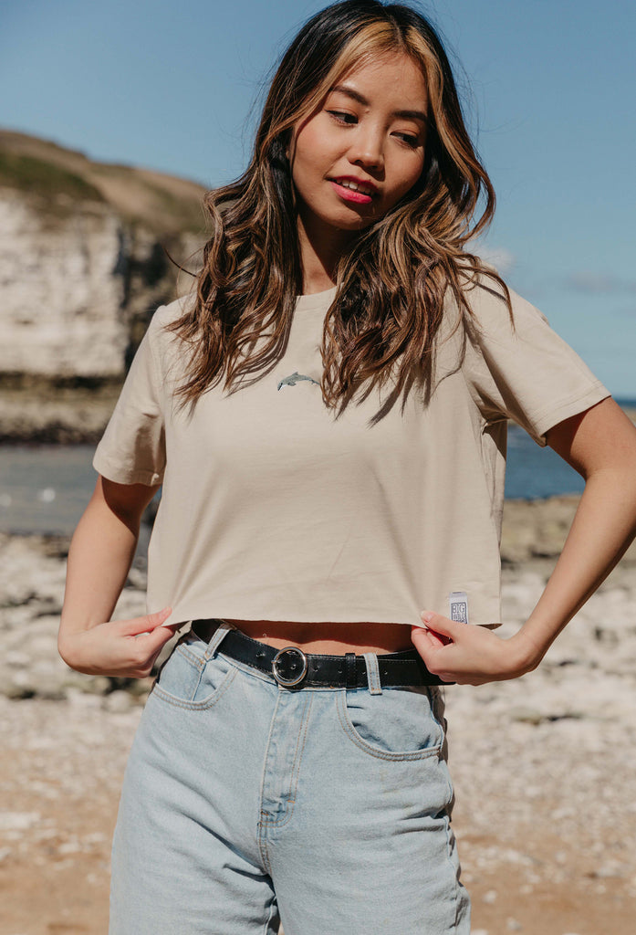 dolphin womens cropped t-shirt Big Wild Thought
