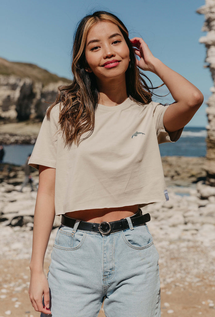 dolphin womens cropped t-shirt Big Wild Thought