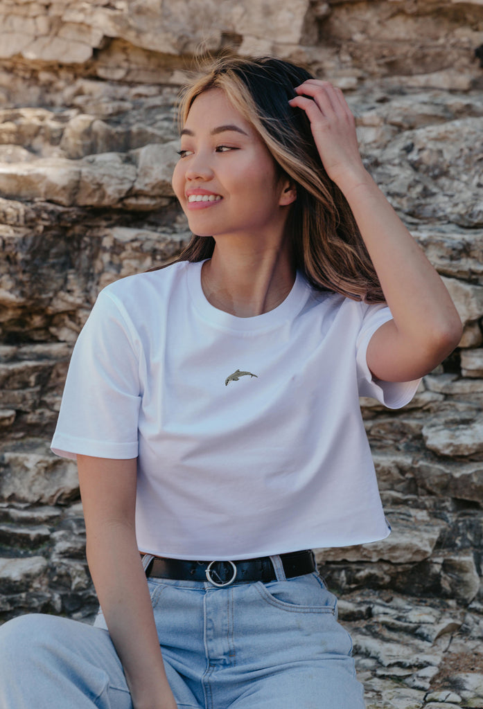 dolphin womens cropped t-shirt Big Wild Thought