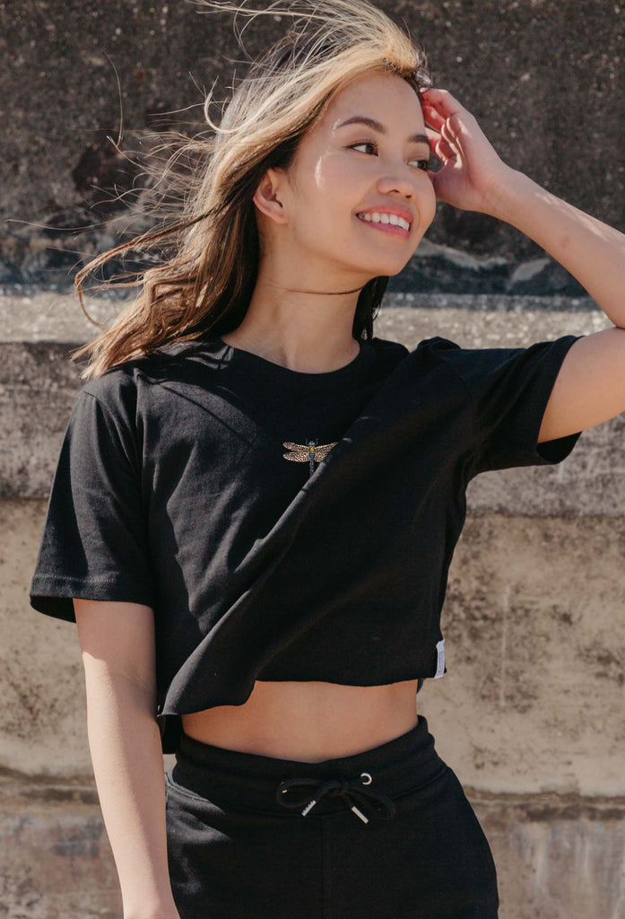 dragonfly womens cropped t-shirt Big Wild Thought
