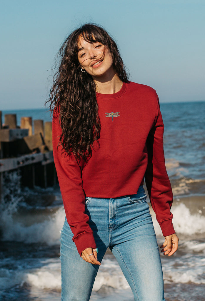 dragonfly womens cropped sweatshirt Big Wild Thought