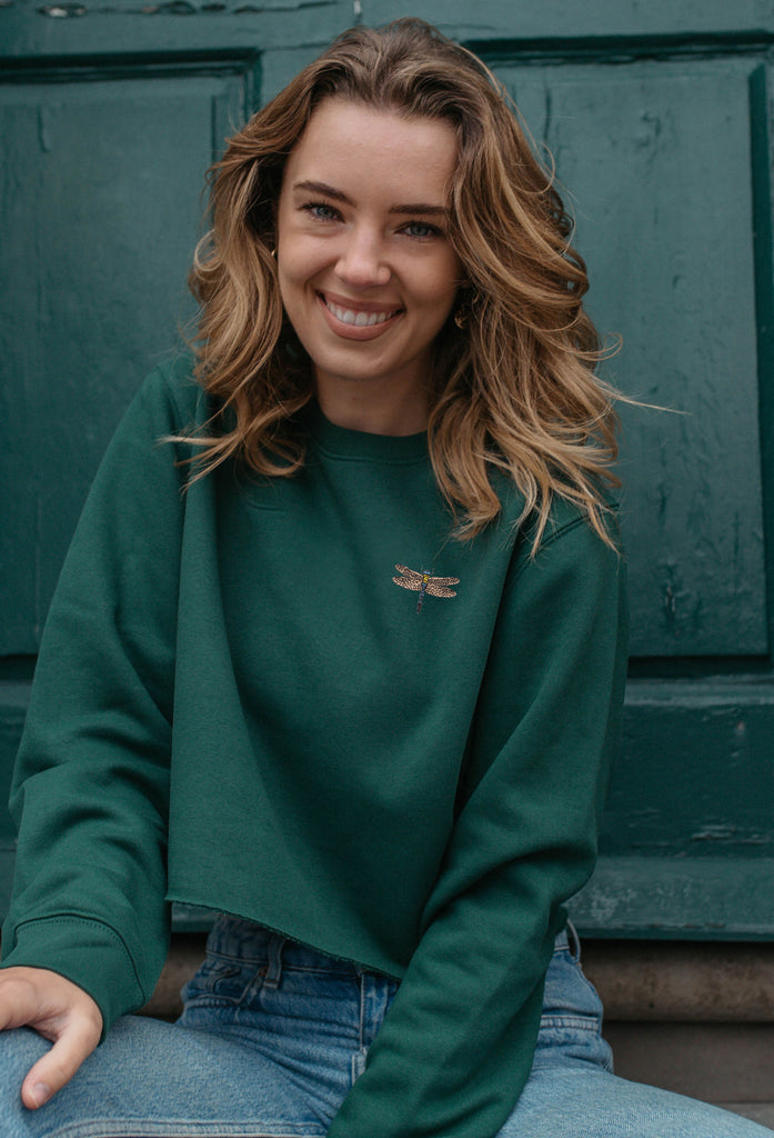 dragonfly womens cropped sweatshirt Big Wild Thought