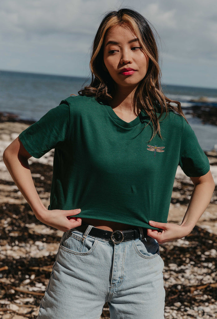 dragonfly womens cropped t-shirt Big Wild Thought