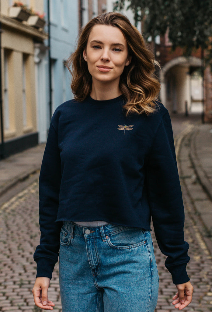 dragonfly womens cropped sweatshirt Big Wild Thought