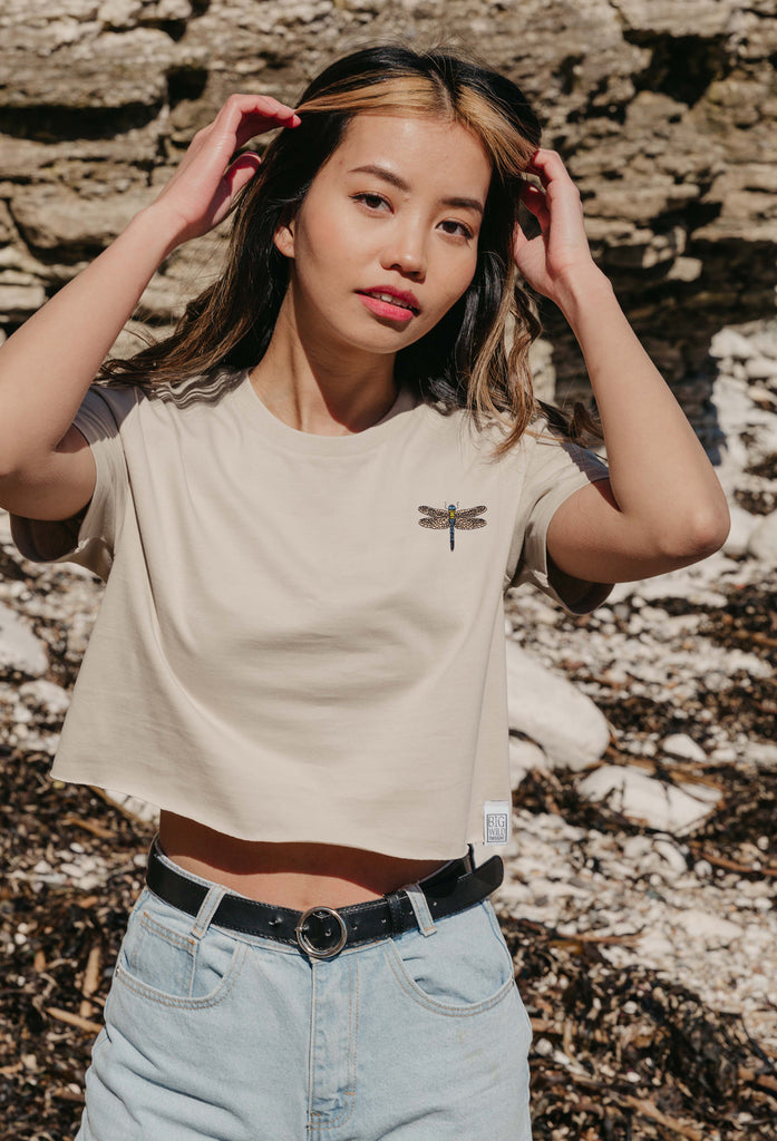 dragonfly womens cropped t-shirt Big Wild Thought