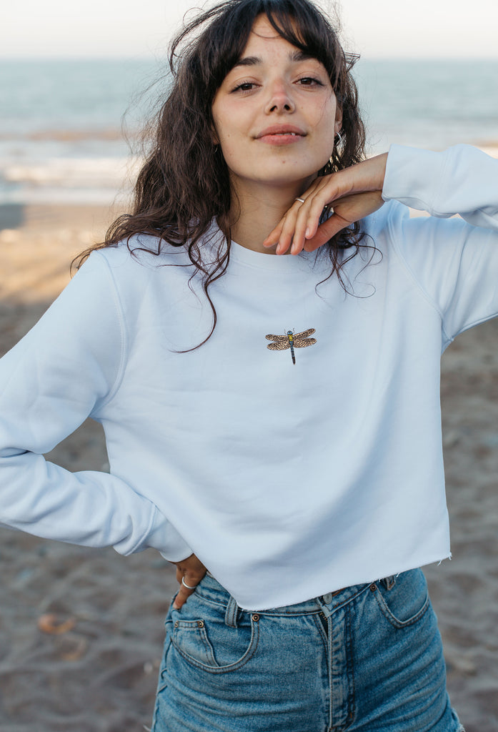 dragonfly womens cropped sweatshirt Big Wild Thought