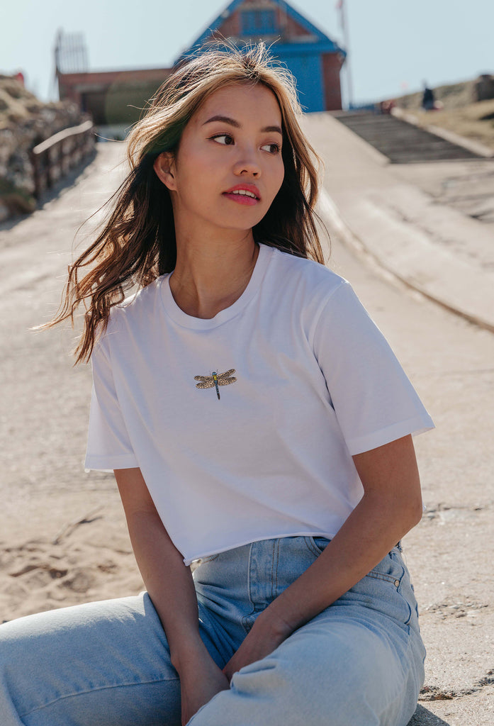 dragonfly womens cropped t-shirt Big Wild Thought