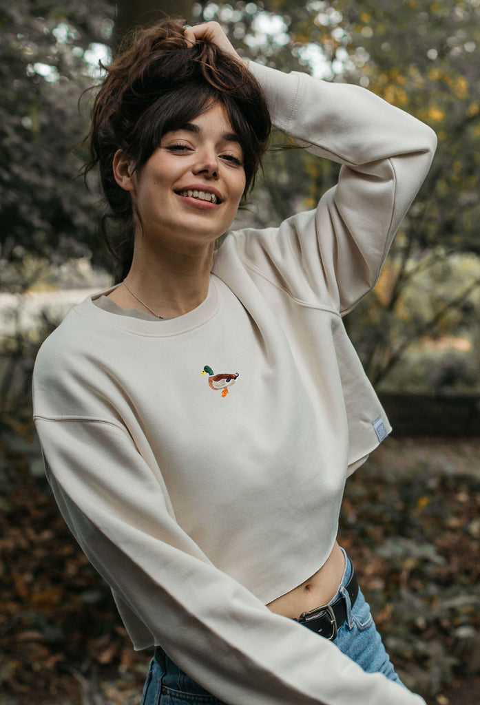 mallard duck womens cropped sweatshirt Big Wild Thought