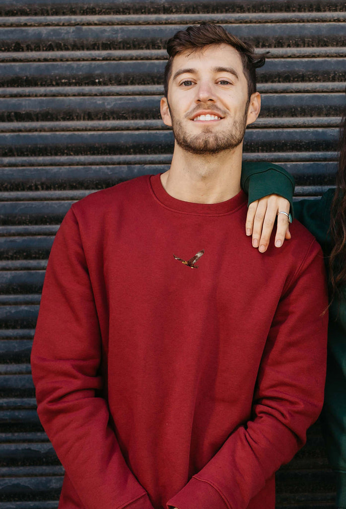Eagle Embroidered Organic Sustainable Sweatshirt Jumper Big Wild Thought