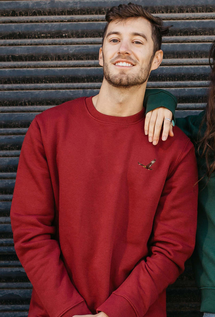 Eagle Embroidered Organic Sustainable Sweatshirt Jumper Big Wild Thought