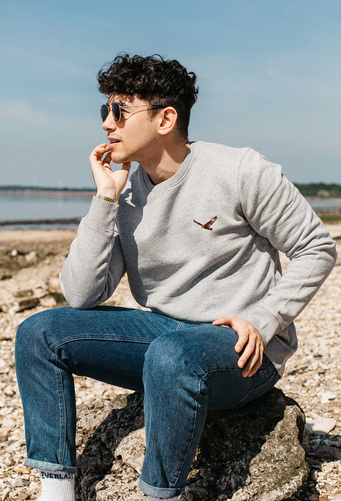 Eagle Embroidered Organic Sustainable Sweatshirt Jumper Big Wild Thought
