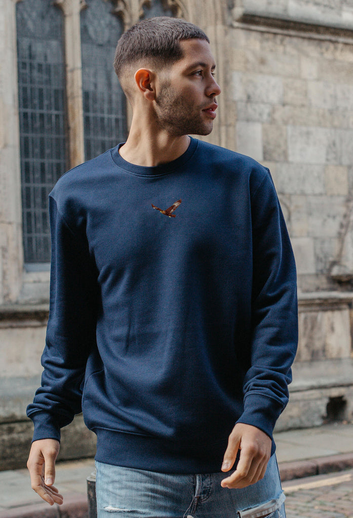 Eagle Embroidered Organic Sustainable Sweatshirt Jumper Big Wild Thought