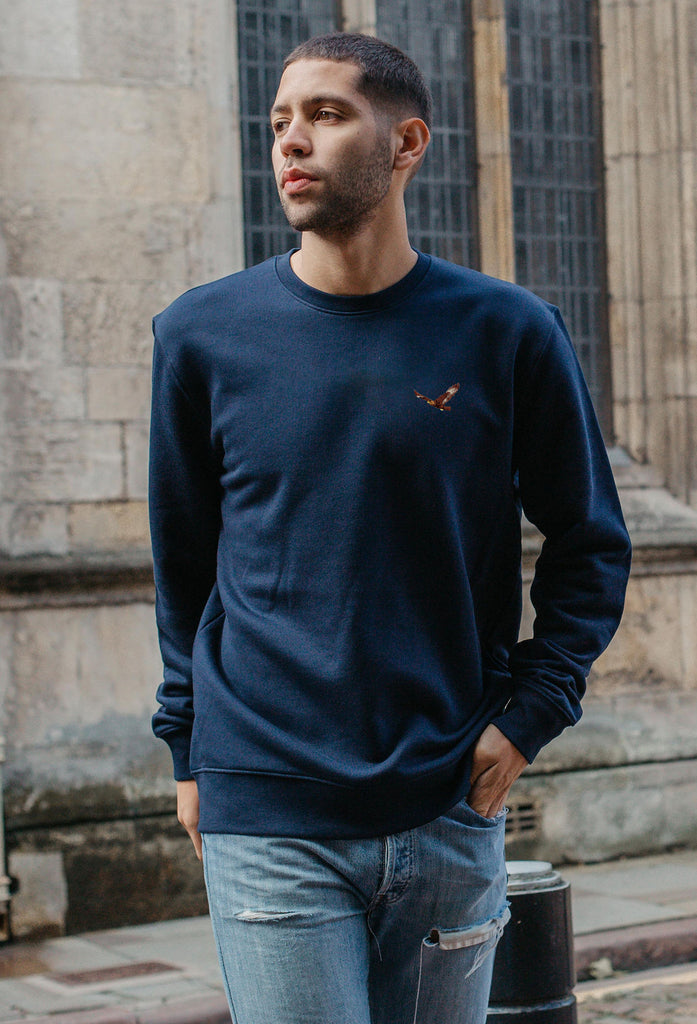 Eagle Embroidered Organic Sustainable Sweatshirt Jumper Big Wild Thought