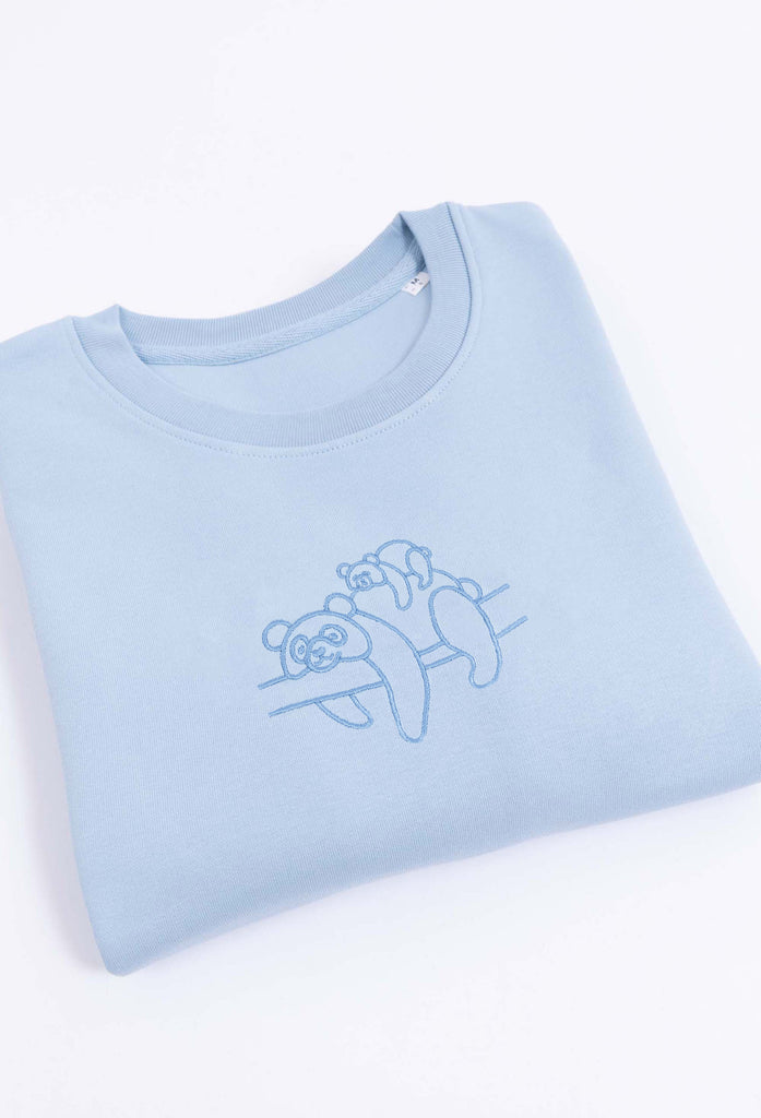 Family of Giant Pandas Embroidered Organic Sustainable Sweatshirt Jumper Big Wild Thought