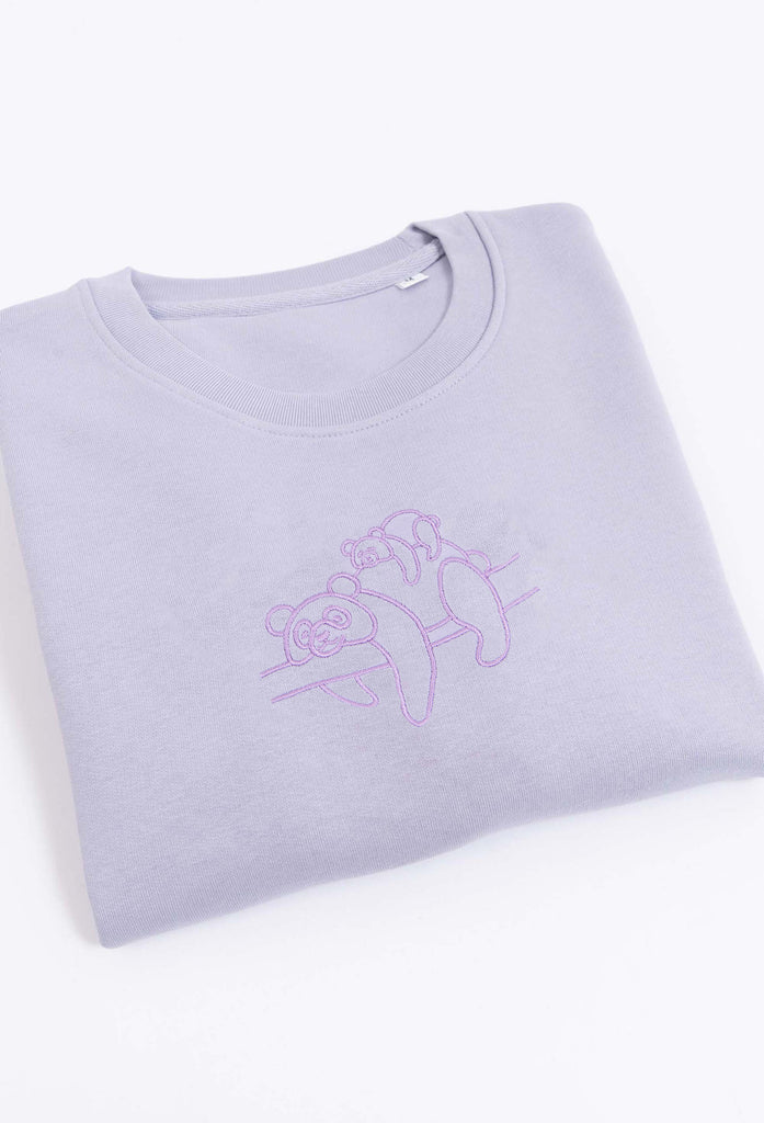 Family of Giant Pandas Embroidered Organic Sustainable Sweatshirt Jumper Big Wild Thought