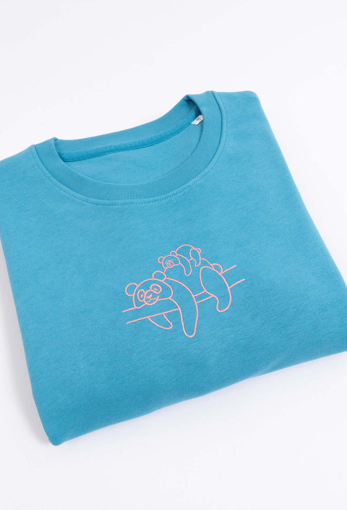 Family of Giant Pandas Embroidered Organic Sustainable Sweatshirt Jumper Big Wild Thought