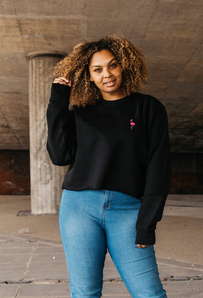 flamingo womens cropped sweatshirt Big Wild Thought