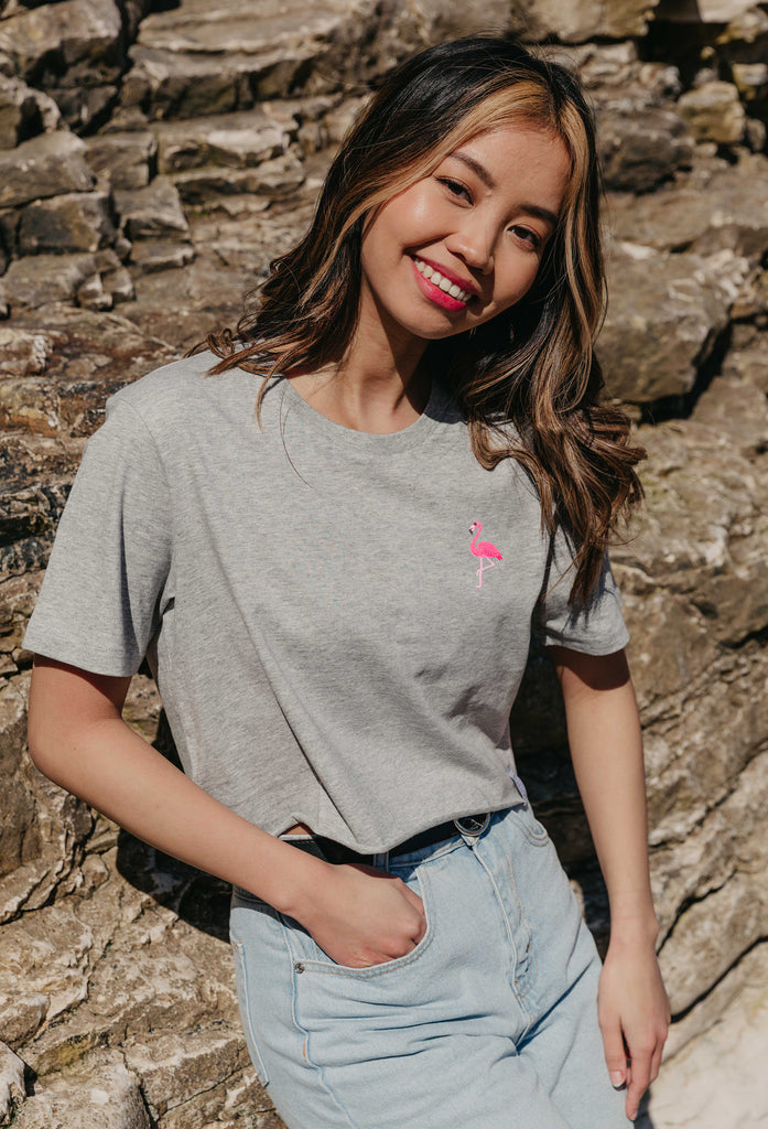 flamingo womens cropped t-shirt Big Wild Thought