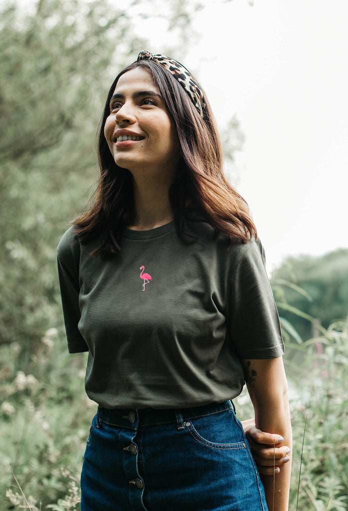 flamingo womens t-shirt Big Wild Thought