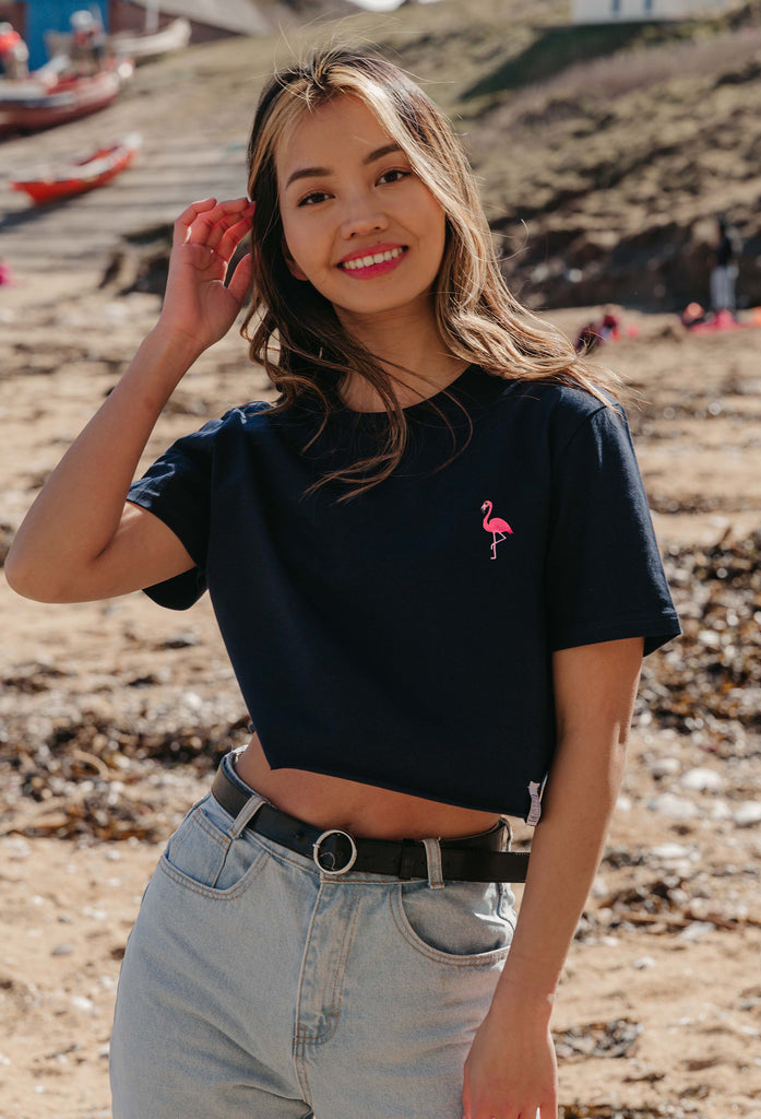 flamingo womens cropped t-shirt Big Wild Thought