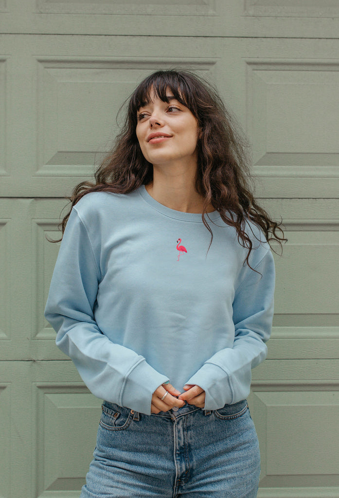 flamingo womens cropped sweatshirt Big Wild Thought