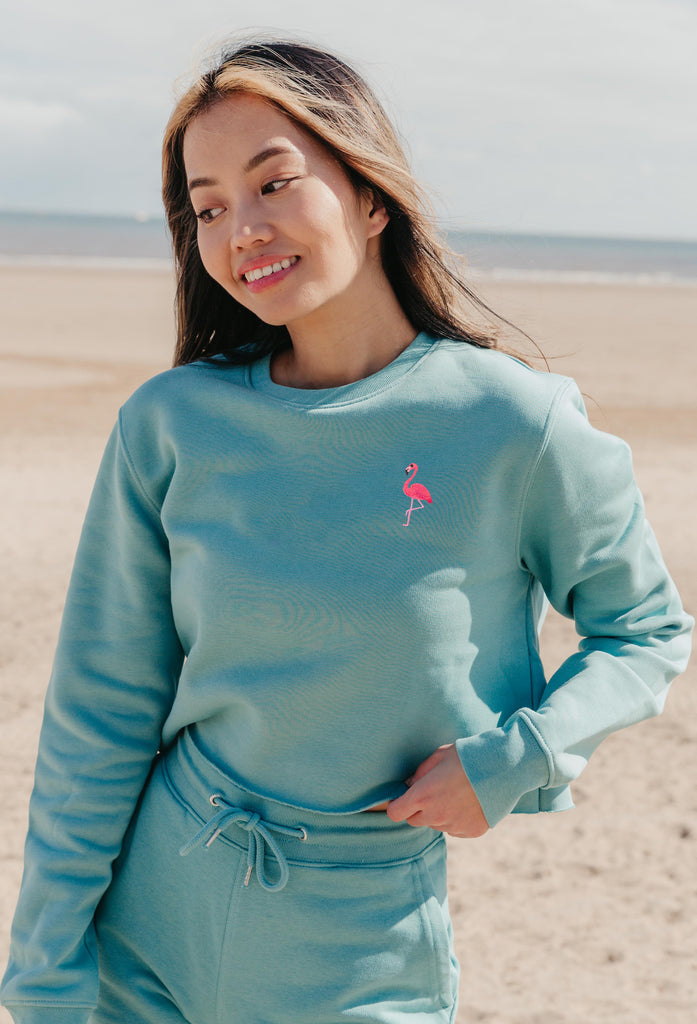 flamingo womens cropped sweatshirt Big Wild Thought