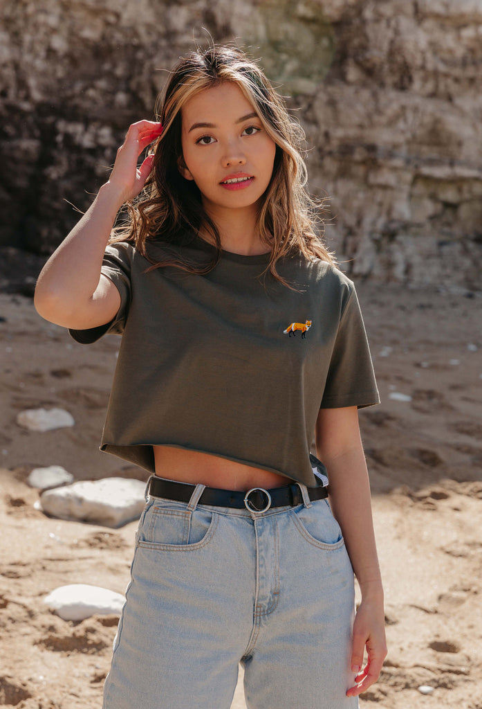 red fox womens cropped t-shirt Big Wild Thought