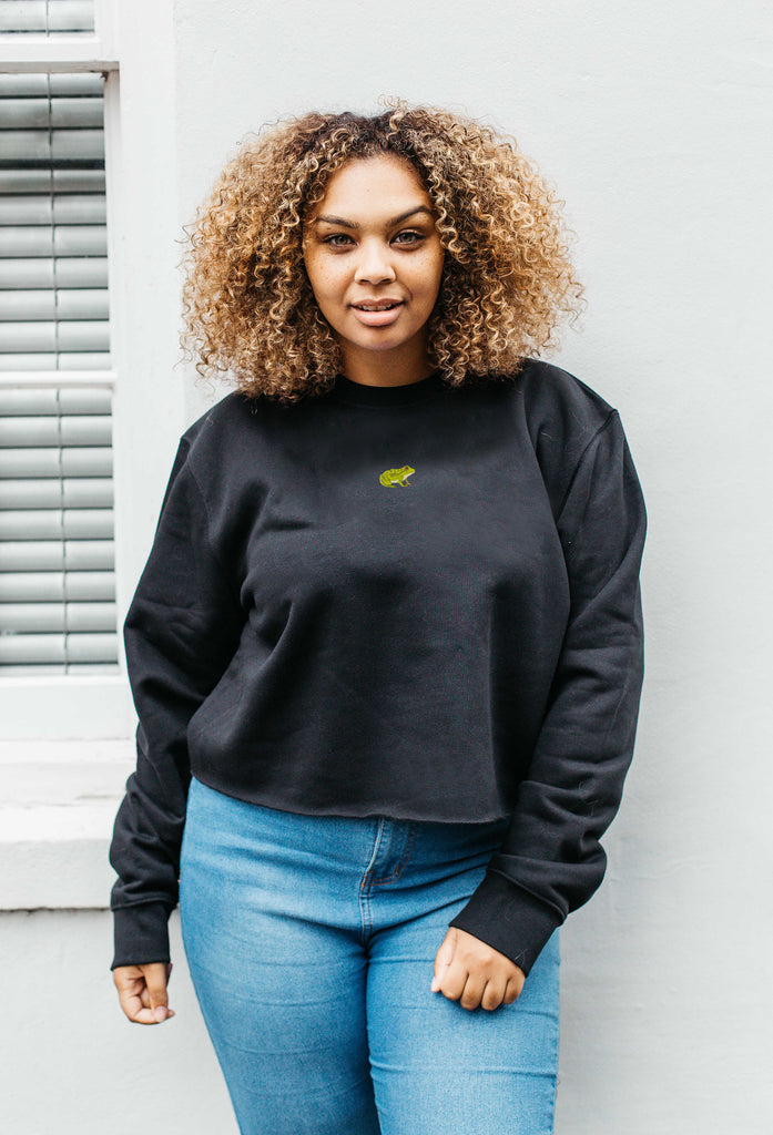 frog womens cropped sweatshirt Big Wild Thought