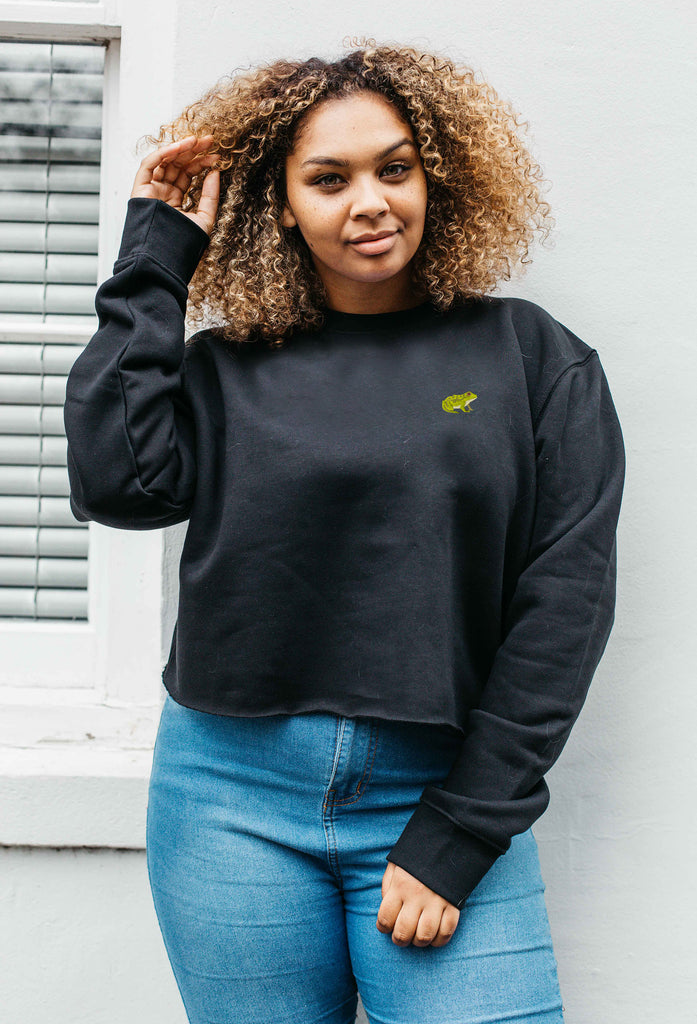 frog womens cropped sweatshirt Big Wild Thought