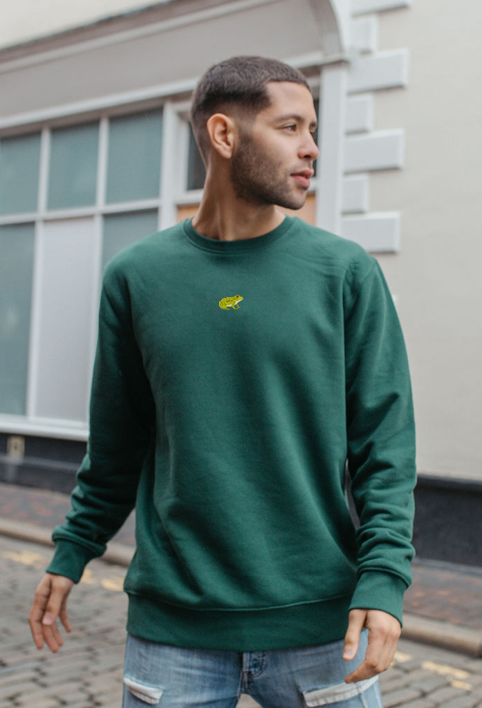 Frog Unisex Embroidered Organic Sustainable Sweatshirt Jumper Big Wild Thought