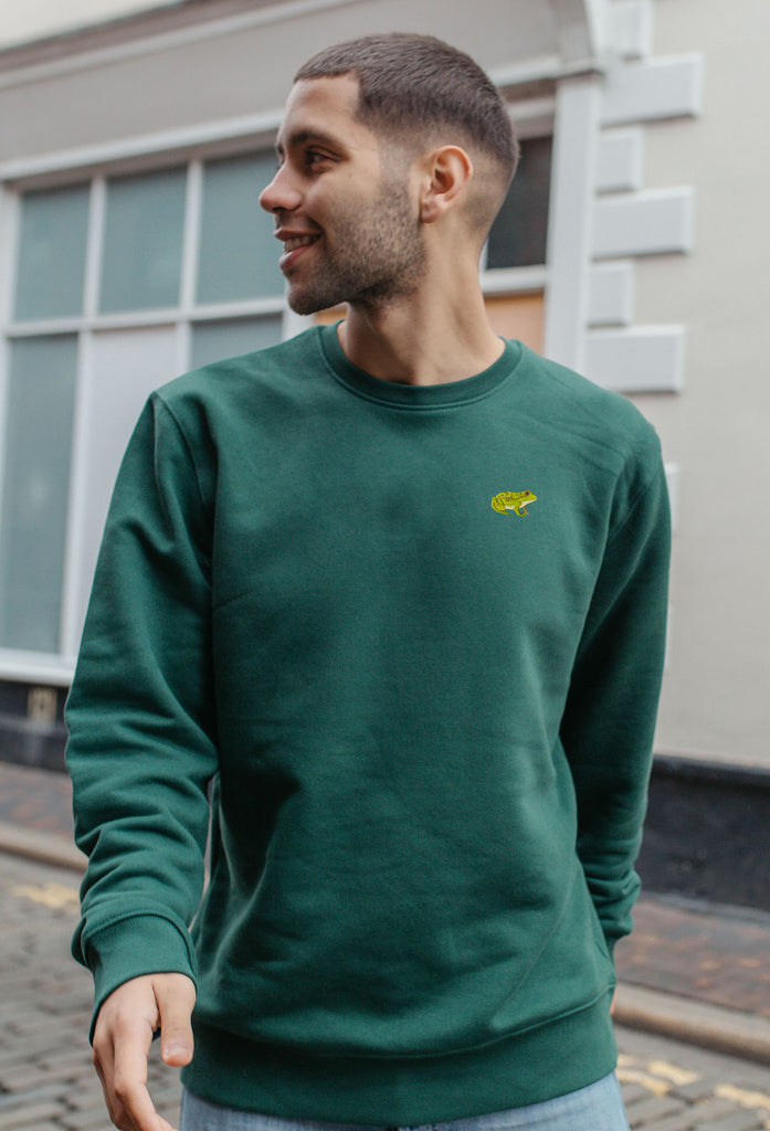Frog Unisex Embroidered Organic Sustainable Sweatshirt Jumper Big Wild Thought