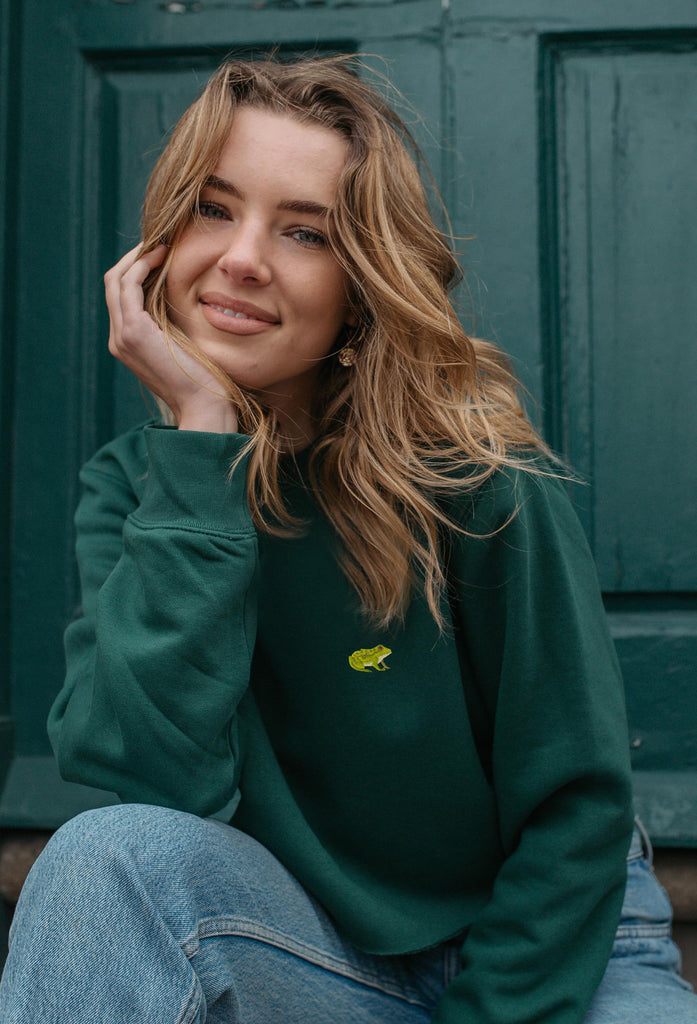 frog womens cropped sweatshirt Big Wild Thought