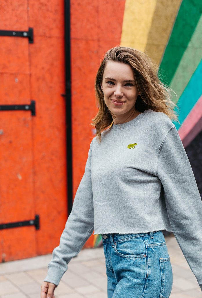frog womens cropped sweatshirt Big Wild Thought