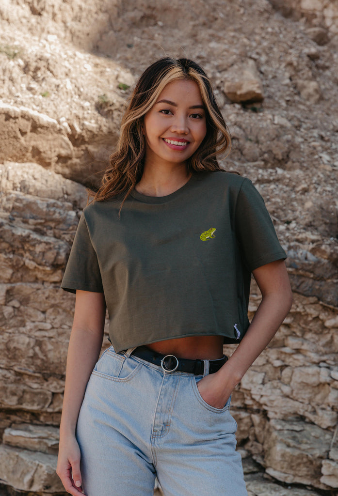 frog womens cropped t-shirt Big Wild Thought