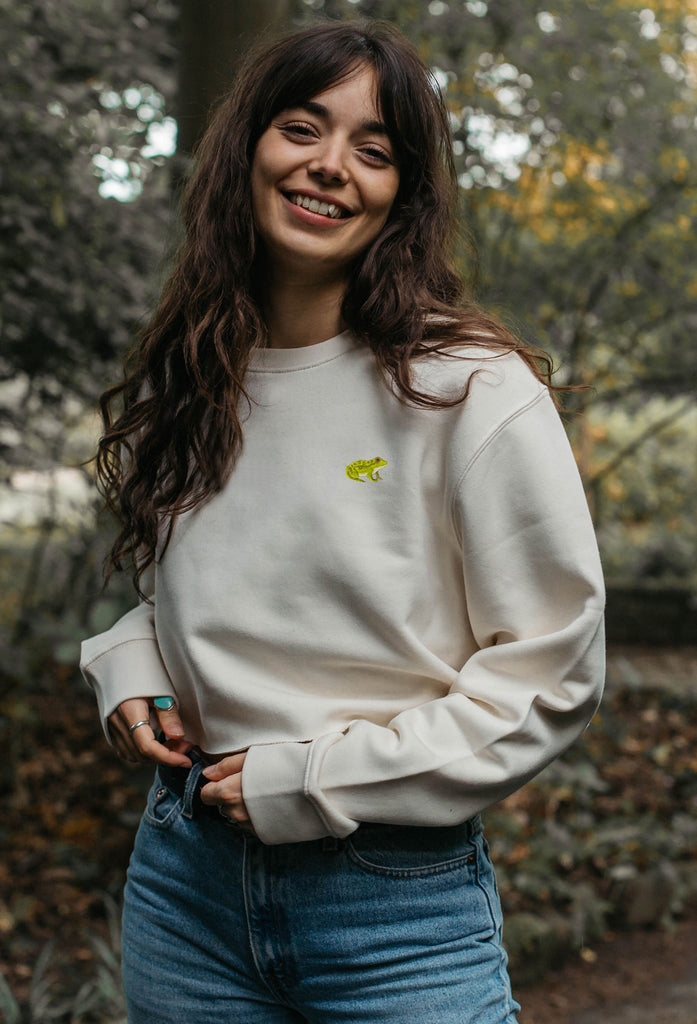 frog womens cropped sweatshirt Big Wild Thought