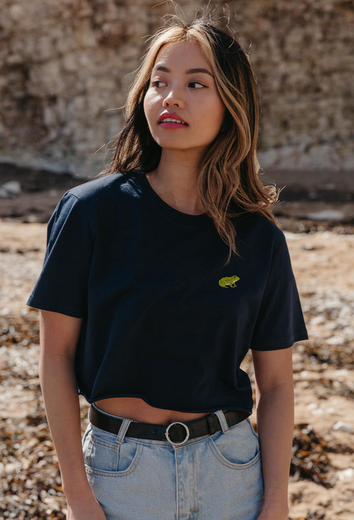 frog womens cropped t-shirt Big Wild Thought